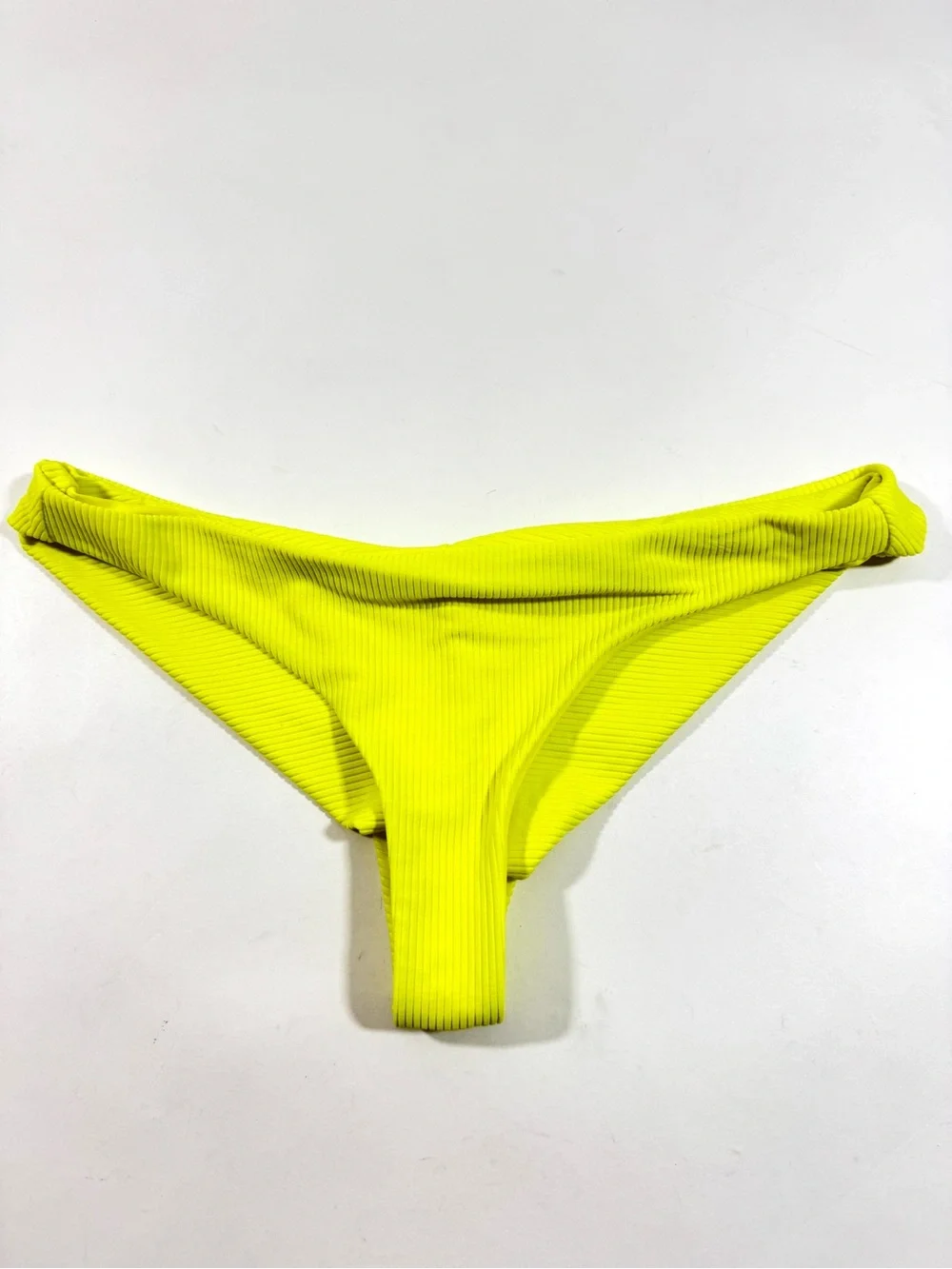 Frankies Bikinis Neon Yellow Ribbed Cheeky Bottom